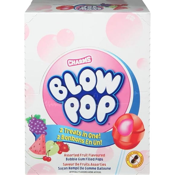 Charms blow pop 2 treats in one assorted flavours 48 count