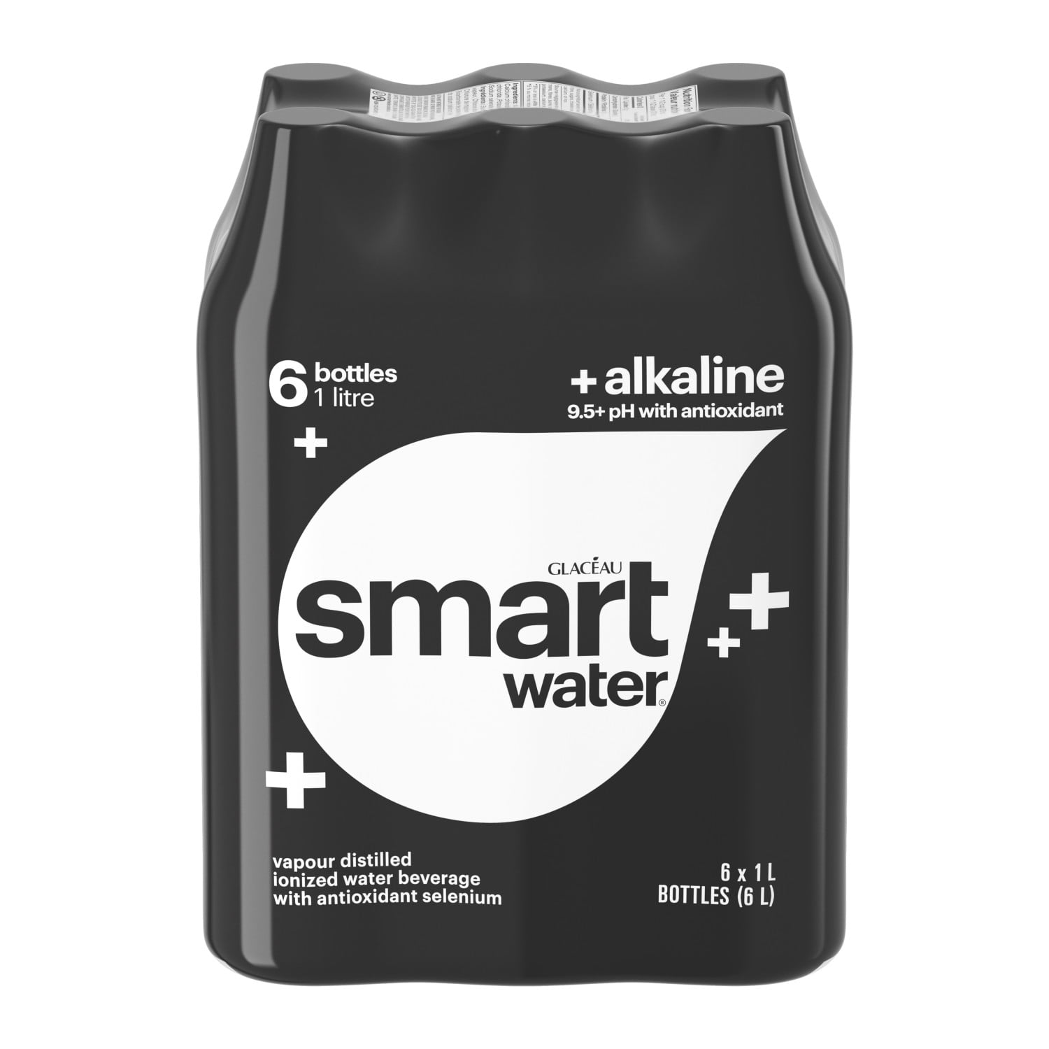 Glaceau Smartwater Alkaline with Antioxidant Bottle, 1 Liter, 6 Pack
