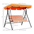 thumbnail image 3 of Outsunny 3-Seat Patio Swing Chair with Adjustable Canopy Orange, 3 of 10