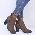 thumbnail image 3 of Bottines et Bottes Rétro pour Femmes en Cuir, Talon Carré, Fermeture Éclair, Couleur Unie, Bottes Hautes pour Femmes, Bottines Courtes, Bout Rond, Talon Épais, Bottes à Plateforme pour Femmes, Chaussures, 3 of 5