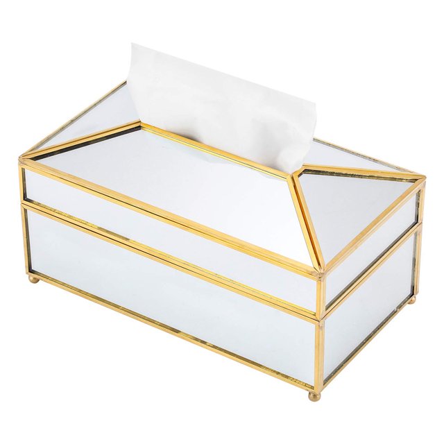 Rectangular Clear Glass Paper Tissue Box Decorative Glass Napkin Storage Box Facial Tissue Holder for Dresser Bathroom Bedroom Home Decor Office Bar Restaurant