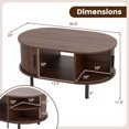 thumbnail image 3 of Costway Table Basse Ovale avec Rangement Portes Coulissantes à Tambour Compartiment Ouvert, 3 of 10
