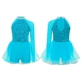 thumbnail image 3 of TTAO Robe Justaucorps de Danse Jazz à Sequins pour Filles, Manches Longues, avec Strass, Tutu de Danse Ballet, Bleu Clair 10, 3 of 4