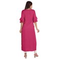 thumbnail image 4 of Moomaya Solid Rayon Kurta For Women bell Sleeve Drawstring Neck Long Ethnic Kurti, 4 of 6