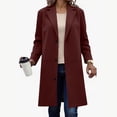 thumbnail image 2 of WRKEKC Coats for Women Long Sleeve Solid Color Button Multi Pocket Wool Blend Long Jacket Top for Daily Appeal and Functional Design, 2 of 6