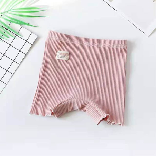 MKOSPLRT Ribbit Knit Shorts for Toddler Girl High Waist Stretch Shorts Basic Solid Color Summer Shorts Cute Lettuce Leggings for 2-10Y