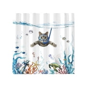 72x72IN Funny Cat Shower Curtains Bathroom Curtain Decor Boho Shower Curtain Woven Fabric Shower Curtain Classic Hotel Quality Design Premium PEVA Non-Toxic Perfect for Boho Bathroom Decor