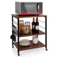 thumbnail image 2 of Patiojoy Kitchen Baker's Rack 3-Tier Microwave Cart with Wheels&10 Hooks Rustic Vintage, 2 of 7