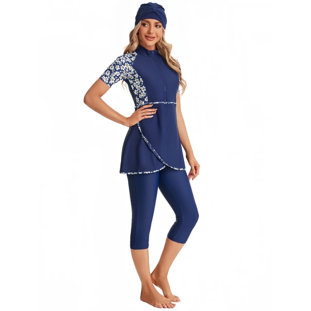 KXCFCYS Maillot de Bain Modeste à Manches Courtes Burkini Islamique Hijab pour Femmes