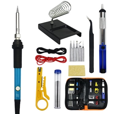 Amdohai 15 PCS Soldering Kit with Storage Bag 60W Handheld Soldering Adjustable Temperature Fast Heating Ceramic Core Electric Soldering Iron Welding Tool for Home DIY
