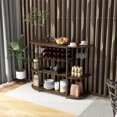 thumbnail image 4 of Gymax Vin Rack Table Café Bar Cabinet Freestanding Alcool Stand Porte-verre Rustique, 4 of 10