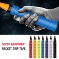 thumbnail image 3 of 5-Pack Black PU+EVA Racket Overgrip Tape with Design, 110cm Length Sweat-Absorbent Grip Band, Includes 5 Adhesive Tapes for Tennis/Badminton Rackets, 3 of 6