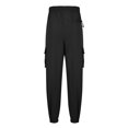 thumbnail image 3 of Autumn And Winter Mens Solid Color Work Pants Drawstring Leg Mouth Sticky Tape Pocket Casual Pants, 3 of 5