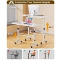 thumbnail image 2 of Ourlova Bureau Blanc à Hauteur Réglable avec Roulettes, Table PC, Petit Bureau d'Ordinateur, Bureau Debout, Bureau Mobile pour Chambre, Bureau, Sofa, 2 of 6