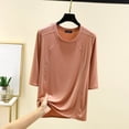 thumbnail image 2 of Timegard Hauts pour Femmes Col Rond Manches 3/4 Blouse Ample Confortable Décontractée Couleur Unie Pyjama T-Shirt Hauts, 2 of 6