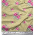 thumbnail image 1 of Soimoi Modal Satin Fabric Swirl,Leaves & Rose Floral Print Fabric by Yard 42 Inch Wide, 1 of 1