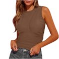 thumbnail image 1 of Timegard Camisoles pour Femmes Col Rond Sans Manches Froncées Confortables Couleur Unie Été Décontractées Ajustées, 1 of 5
