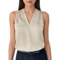 thumbnail image 1 of Gpoecd Camisoles à Col Rond pour Femmes, Décontractées, Col à Volants, Sans Manches, Blouse Basique d'Été pour Usage Quotidien, Camisole pour Femmes Beige, TTG, 1 of 4