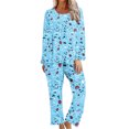 thumbnail image 2 of TopLLC Ensembles de Pyjama Ensembles de Détente pour Femmes, Vêtements de Nuit pour Femmes, Chemise de Nuit à Manches Courtes et Col Rond Imprimée et Ensembles de Pantalons Vêtements de Détente Pyjamas avec Poches Ensembles de Pyjama, 2 of 6