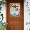 thumbnail image 2 of Binwennn Set Of 5 Easter Bunny Wooden Welcome Signs Round Hanging Door Decorations With Floral Wreaths Spring For Front Porch And Home Window Decorations Hanging Lights Sky Display Small Hanging, 2 of 8