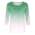 thumbnail image 5 of Scyoekwg Hauts pour Femmes Manches 3/4 Couleur Dégradée Col Ras du Cou Tuniques Chemises Tenue de Bureau Décontractée T-Shirt Basique Haut d'Été (Blanc,G), 5 of 5