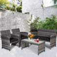 thumbnail image 3 of Gymax 8PCS Patio Outdoor Rattan Conversation Furniture Set w/ Black Cushion, 3 of 10