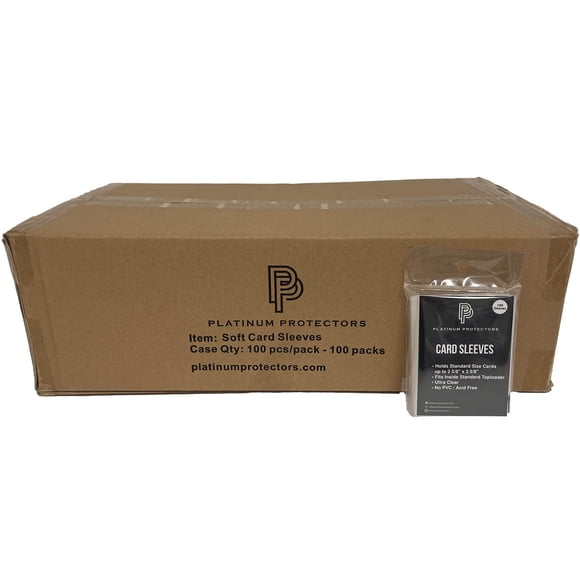 Platinum Protectors Full Case of 10,000 Penny Sleeves for Standard Trading Cards Ultra Clear (100 Packs)