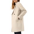 thumbnail image 4 of Allegra K Women's Double Breasted Lapel Raglan Long Sleeve Mid Length Overcoat M Cream White, 4 of 8