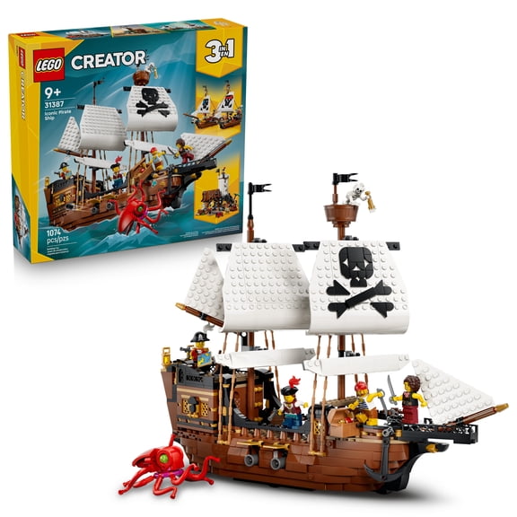 LEGO Creator 3 in 1 Iconic Pirate Ship Toy - Building Set for Boys & Girls, Ages 9+ - With 5 Minifigures - Gift for Kids' Birthdays - 31387