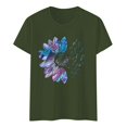thumbnail image 4 of WEIYLL Womens T Shirts Letter Print Short Sleeve Crew Neck Dark Green Tees Sizes L, 4 of 4