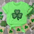 thumbnail image 1 of Chandail de la Saint-Patrick pour Femme, Col Rond Décontracté, Manches Courtes, T-shirt Imprimé Arbre de Noël, Haut, Chandails de la Saint-Patrick pour Femmes, 1 of 4