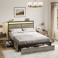 thumbnail image 2 of GUNAITO Full Size Bed Frame with Headboard and 4 Storage Drawers LED Bed Frame with USB Ports & Outlets Gray, 2 of 8