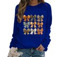 thumbnail image 2 of QATAINLAV Chandails à Manches Longues pour Femmes pour la Sensibilisation au Cancer du Sein, Mignon Chandail à Col Rond Imprimé Blouse 2025 Automne Tunique Décontractée Hauts Offre du Jour Bleu G, 2 of 5