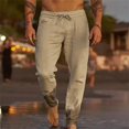 thumbnail image 1 of Lolmot Pants for Men, Mens Solid Color Drawstring Fashionable Casual Pants Full Length Pants, 1 of 6