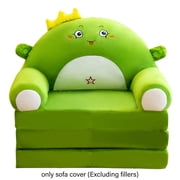 Riforla Foldable Kids Sofa Backrest Armchair 2 in 1 Foldable Children Sofa Cute Cartoon Lazy Sofa Children Flip Open Sofa Bed for Living Room Bedroom Without Liner Filler Cushion D