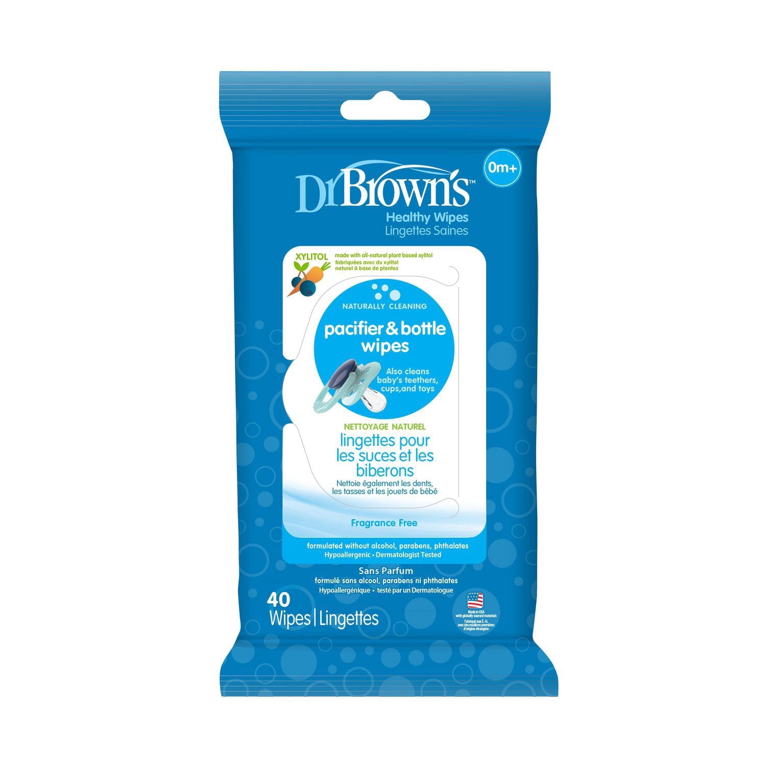 Dr. Brown's Pacifier and Bottle Wipes for Babies and Toddlers - 40 Wipes