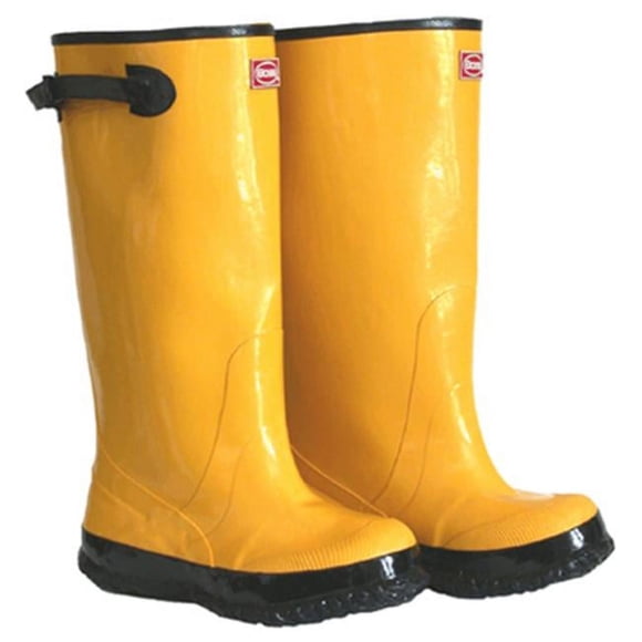Boss Mfg 2KP448114 Pair Heavy Duty Over The Shoe Rubber Knee Boot - Size 14- Yellow