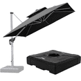 thumbnail image 1 of PURPLE LEAF Parasol de Patio Carré de Luxe 9 Pi avec Base, Grand Parasol Déporté à Mât Décentré avec Rotation à 360°, Gris, 1 of 14
