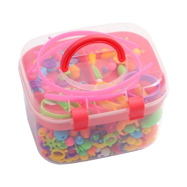 Rongfmy 550Pcs Beads Jewelry Making Kit Arts for Bracelet Earrings Pink