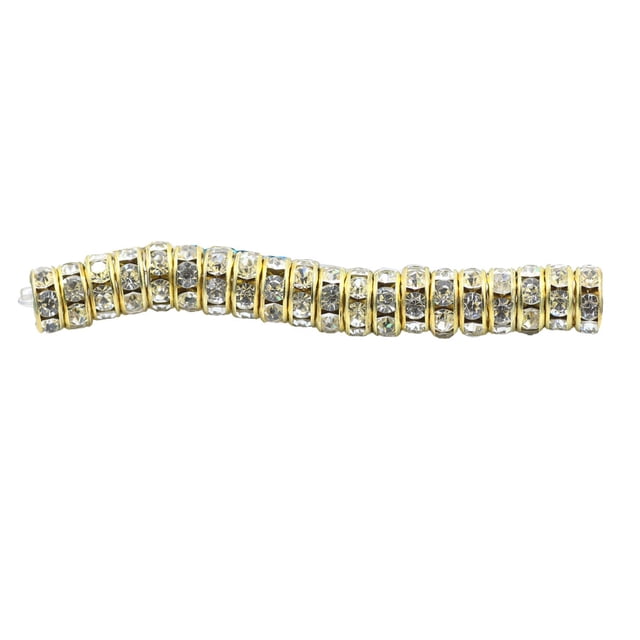 100 Pieces Rhinestone Rondelles with Big Holes Charm Use Crystal Multi-colors Spacer Beads Jewelry Crystal Multi-colors Loose Bead for DIY Necklace Gold