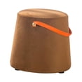 thumbnail image 3 of Abbracc Portable Round Ottoman Changing Shoes Stool Bench with Handle Space-Saving Solid Brown, 3 of 9