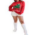 thumbnail image 3 of Chandails de Noël Laids pour Femmes Col Roulé Manches Longues Imprimé Flocon de Neige Élan Hauts en Tricot Ample, 3 of 7