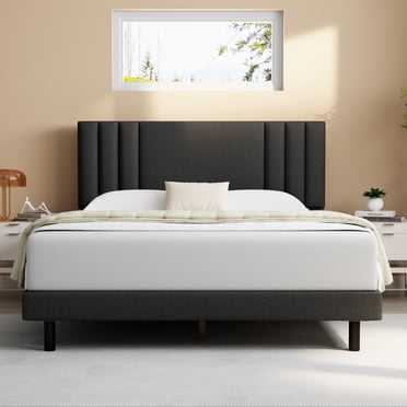 Queen Bed Frame, GELBIY Platform Bed Frames Queen Size with Fabric Upholstered Headboard, No Box Spring Needed, Grey