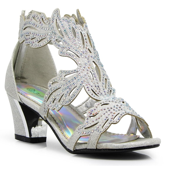 Enzo Romeo Lime03N Womens Open Toe Mid Heel Wedding Rhinestone Gladiator Sandal Wedge Shoes (7, Silver)
