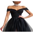 thumbnail image 3 of Women Layered Tulle Dress A Line High Waist Sexy Cocktail Prom Party Evening Maxi Gown, 3 of 5