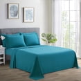 thumbnail image 1 of Marina Decoration Ultra Soft Silky Deep Pocket Solid Rayon from Bamboo Bedding All Season Sheet Set, Teal Color, 1 of 7