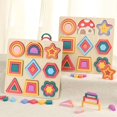 thumbnail image 4 of YiJuHui 1pcs Educational Wooden Geometry Puzzle Board, Shape Sorter Building Blocks, Montessori Learning Toy for Toddlers, Brain Teaser STEM Activity, Gift, 4 of 6