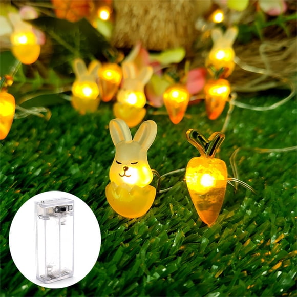 Guirlande lumineuse LED en cuivre en forme de lapin avec coquilles d'œufs de carotte de Pâques,PENDANE,Yellow