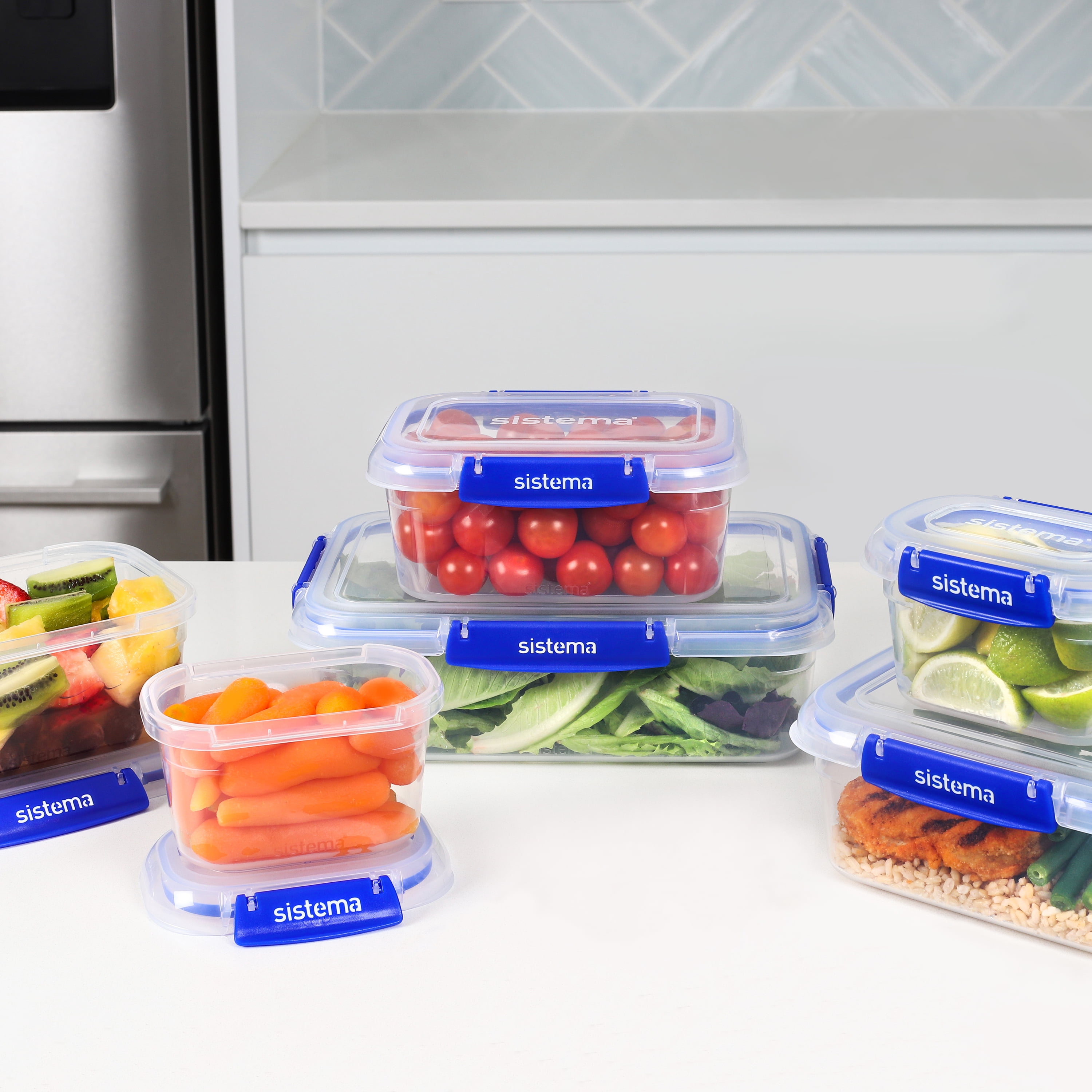 Récipients de conservation alimentaire Sistema KLIP IT PLUS, 2 x 400 ml, 3 x 1 l, 1 x 2,2 l, sans BPA, 6 unités