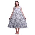 thumbnail image 1 of Bimba Robe de Nuit Mi-Mollet Bleu Violacé à Fleurs Pervenche pour Femme en Coton Imprimé Sans Manches Maxi Robe XX-Grand, 1 of 6